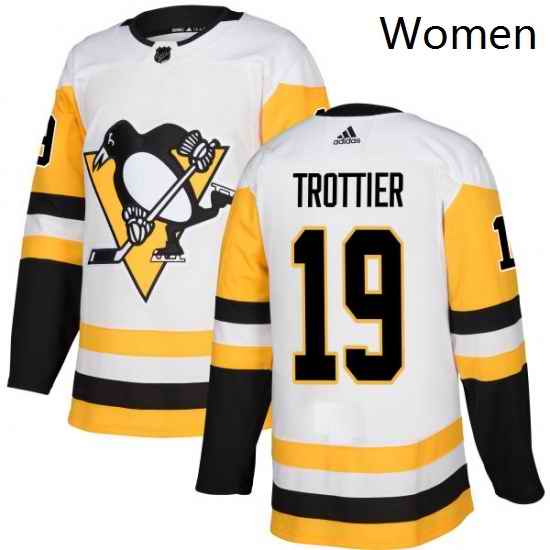 Womens Adidas Pittsburgh Penguins 19 Bryan Trottier Authentic White Away NHL Jersey